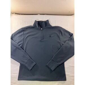 Champion Quarter Zip Pullover Sweatshirt Men's Size M Gray Fleece Long Sleeve